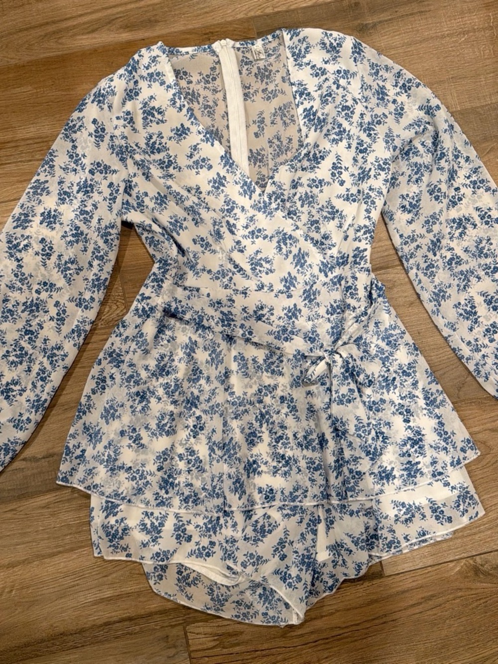 NWOT Blue Floral Wrap Romper
